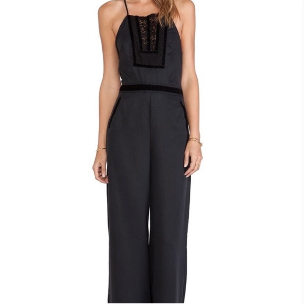 Free People Black Jumpsuit Woven fabric Halterneck size 6